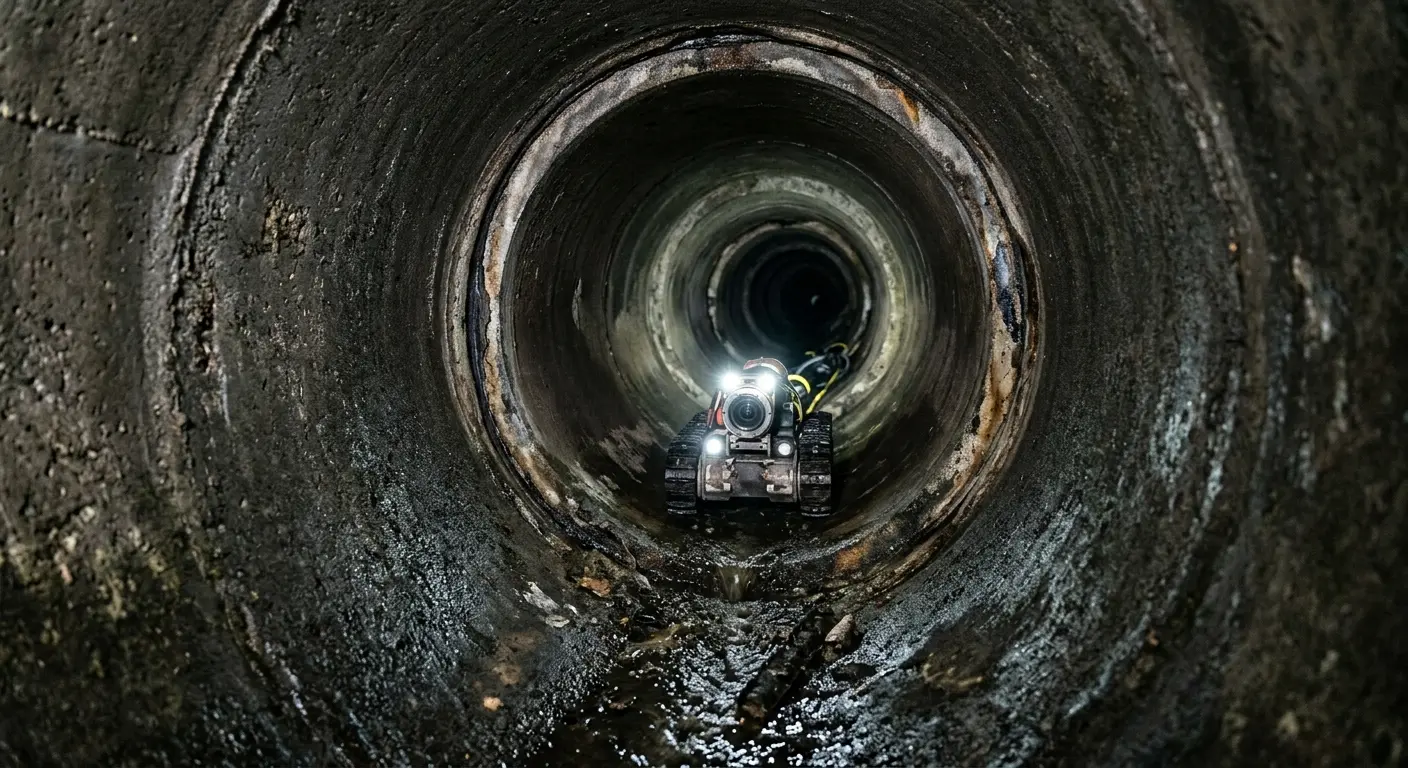 Robotic sewer camera inspecting pipe interior for Drain Snake Service in Englewood